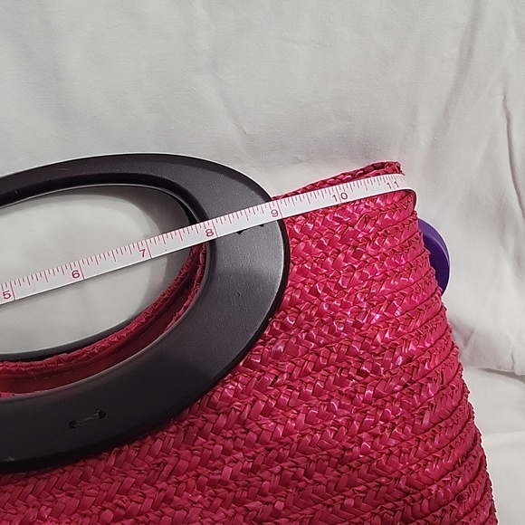 Cute Summer Straw Satchel. RED - Picture 5 of 7